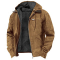 Men's Hooded Fleece Jacket - Casual Zip-Up Winter Hoodie Coat