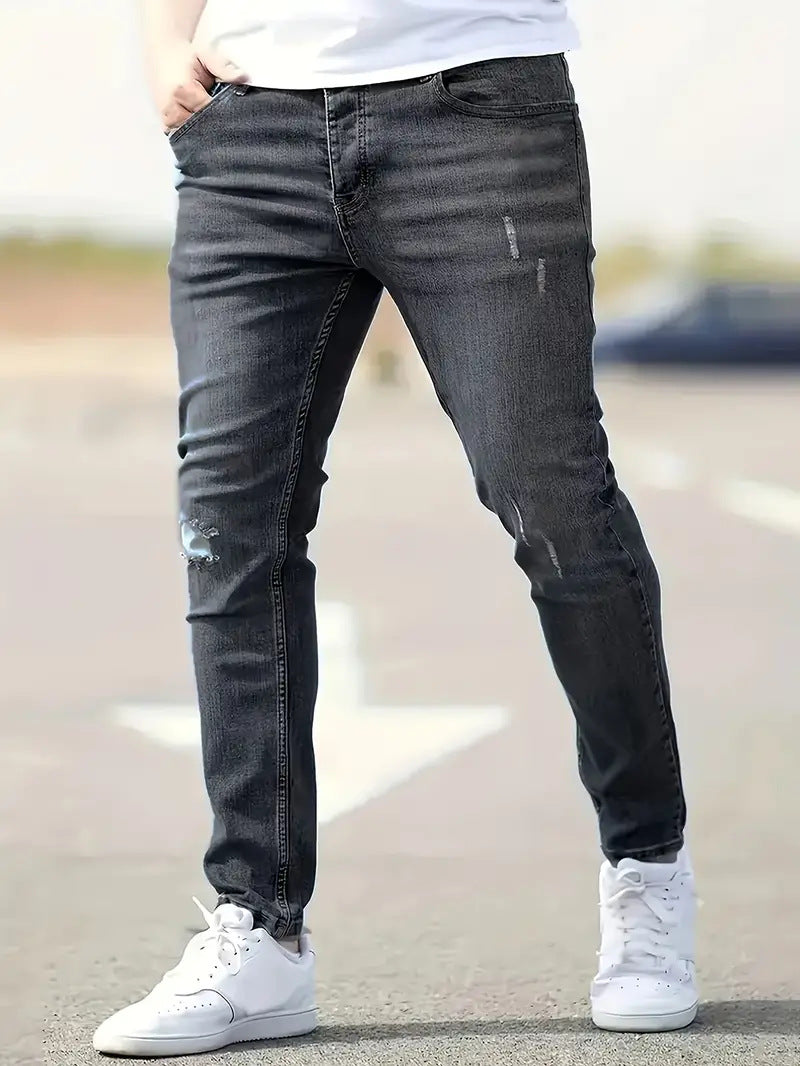 Men's Stretch Slim Fit Jeans - Casual Tapered Denim Pants