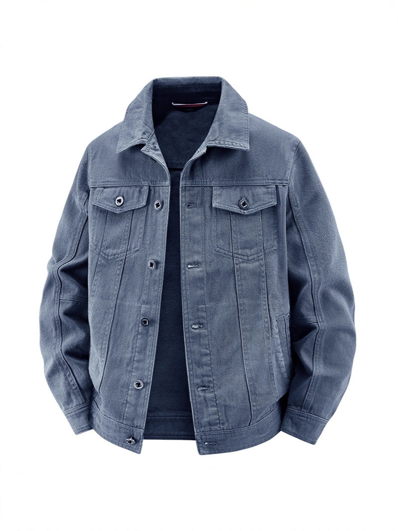 Men's 100% Cotton Casual Jacket - Lightweight Button-Up Utility Jacket