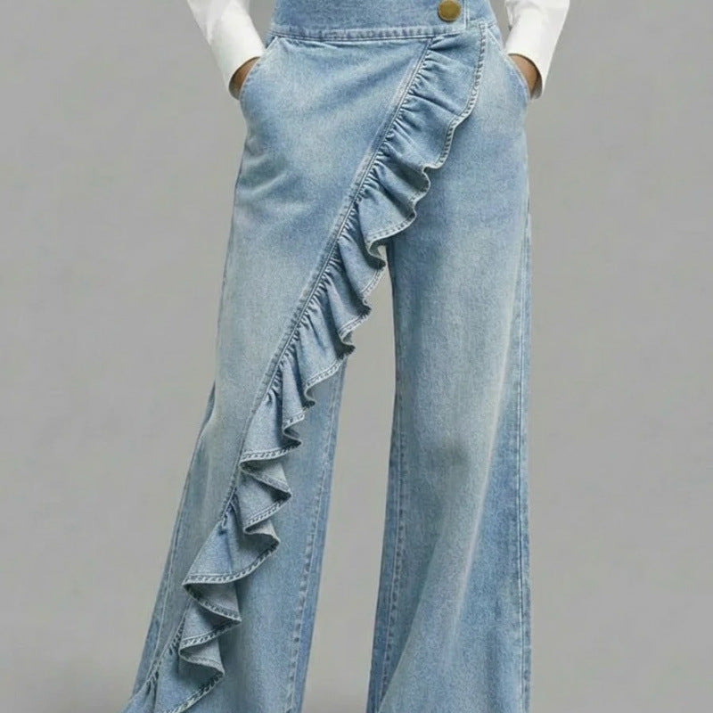 Women's Retro Vintage Loose Fit Denim Jeans - Mid Waist Casual Wide Leg Jeans