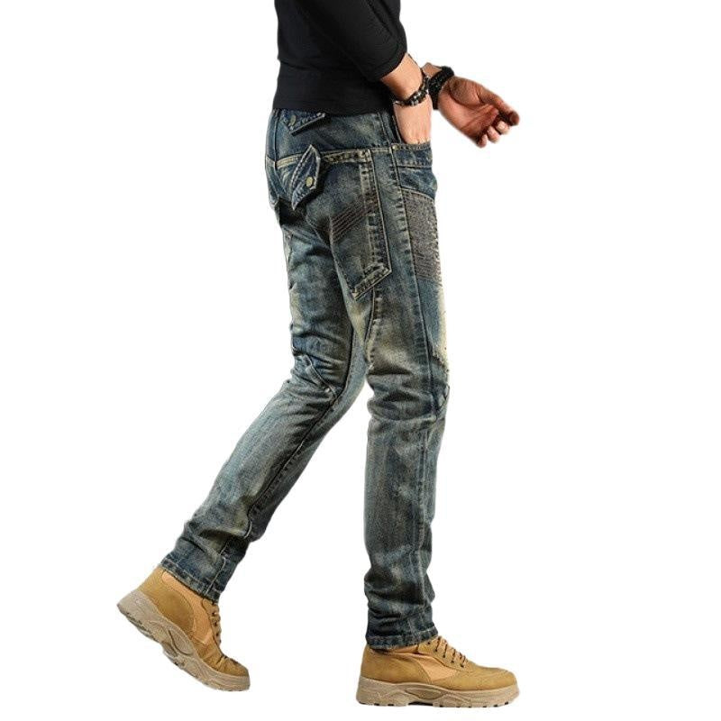 Men's Vintage Straight Leg Jeans - Retro Japanese Loose Fit Denim Pants