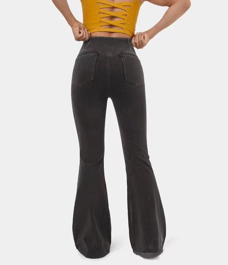 Women's High Waist Flared Jeans - Butt Lifting Stretch Bell Bottom Denim Pants