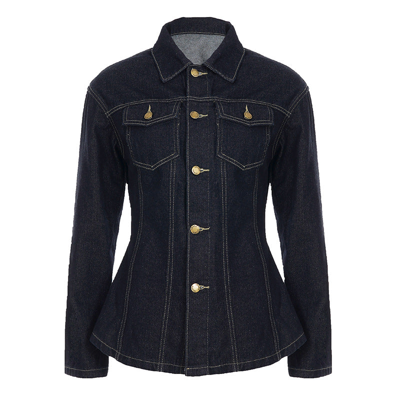 Women's Vintage Denim Shirt - Slim Fit Cotton Button-Up Denim Jacket