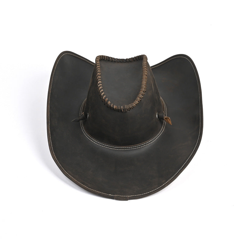 Genuine Leather Cowboy Hat – Handmade Western Wide Brim Hat