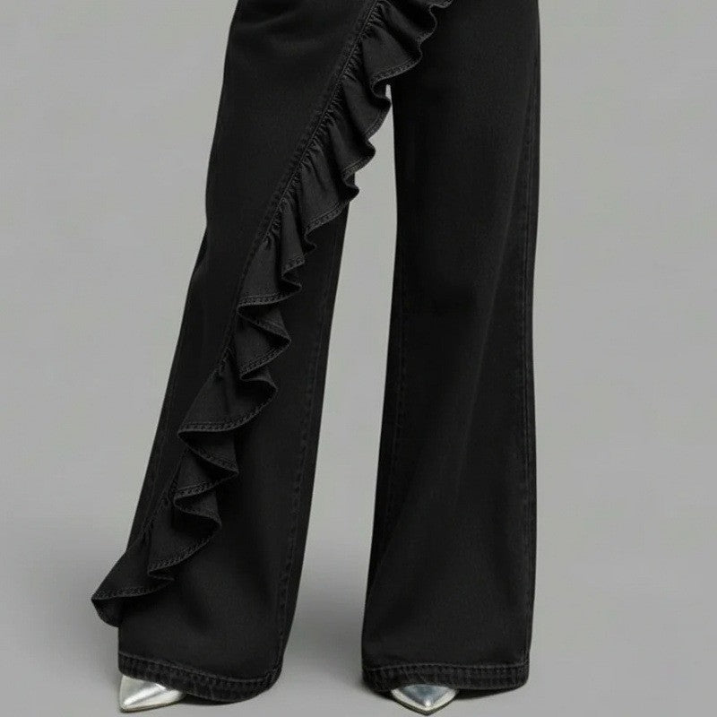 Women's Retro Vintage Loose Fit Denim Jeans - Mid Waist Casual Wide Leg Jeans