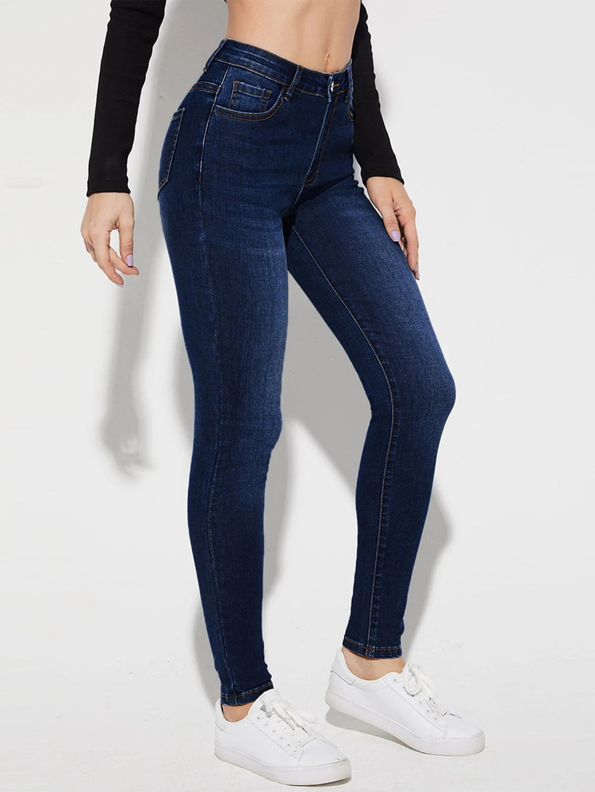 Women's High Waist Skinny Jeans - Stretch Slim Fit Denim Pants