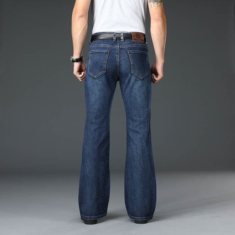 Men's High Waist Flared Jeans - Stretch Wide Leg Denim Bell Bottom Pants