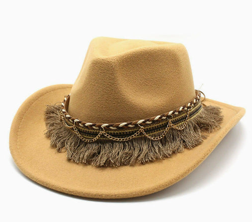 Vintage Ethnic Cowboy Hat – Wide Brim Western Sun Hat