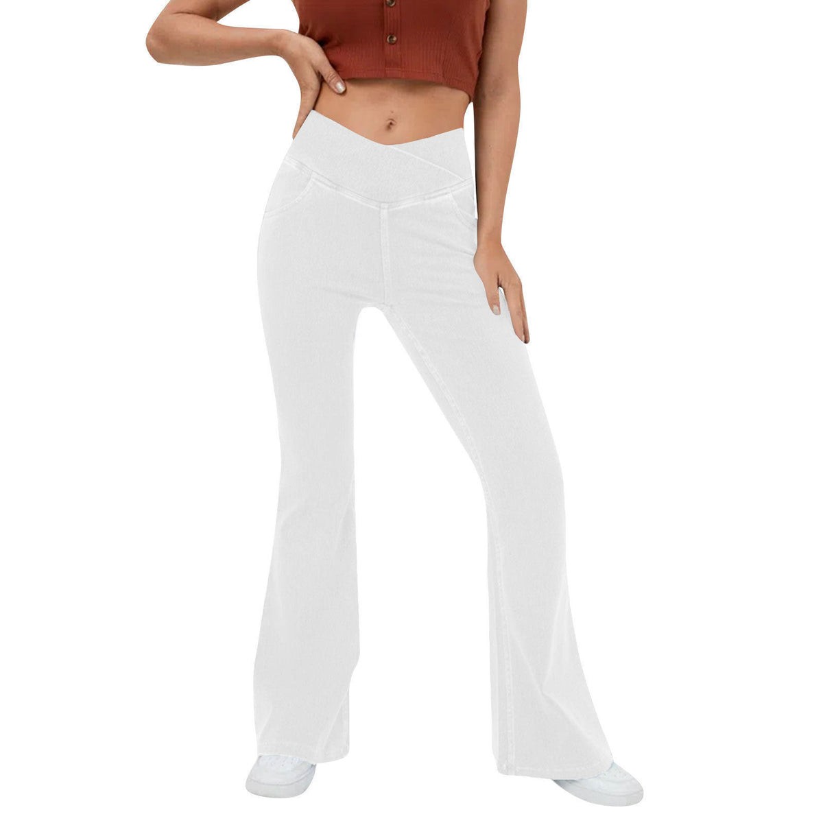 Women's High Waist Flared Jeans - Butt Lifting Stretch Bell Bottom Denim Pants