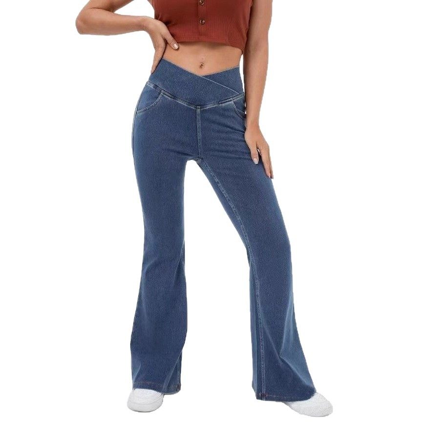 Women's High Waist Flared Jeans - Butt Lifting Stretch Bell Bottom Denim Pants