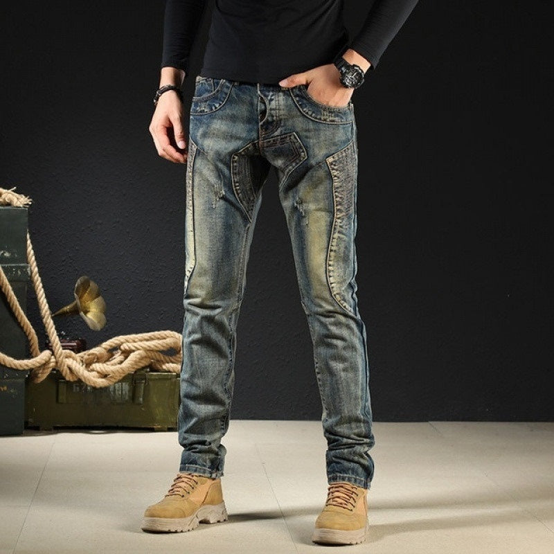 Men's Vintage Straight Leg Jeans - Retro Japanese Loose Fit Denim Pants