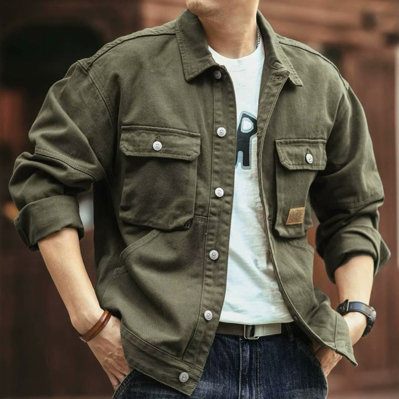 Men's Vintage Washed Denim Jacket - Casual Thick Fleece-Lined Trucker Jacket