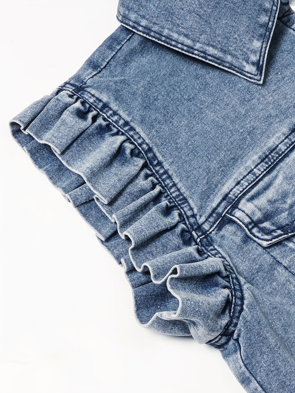 Women's Denim Vest - Casual Button Front Sleeveless Jean Jacket