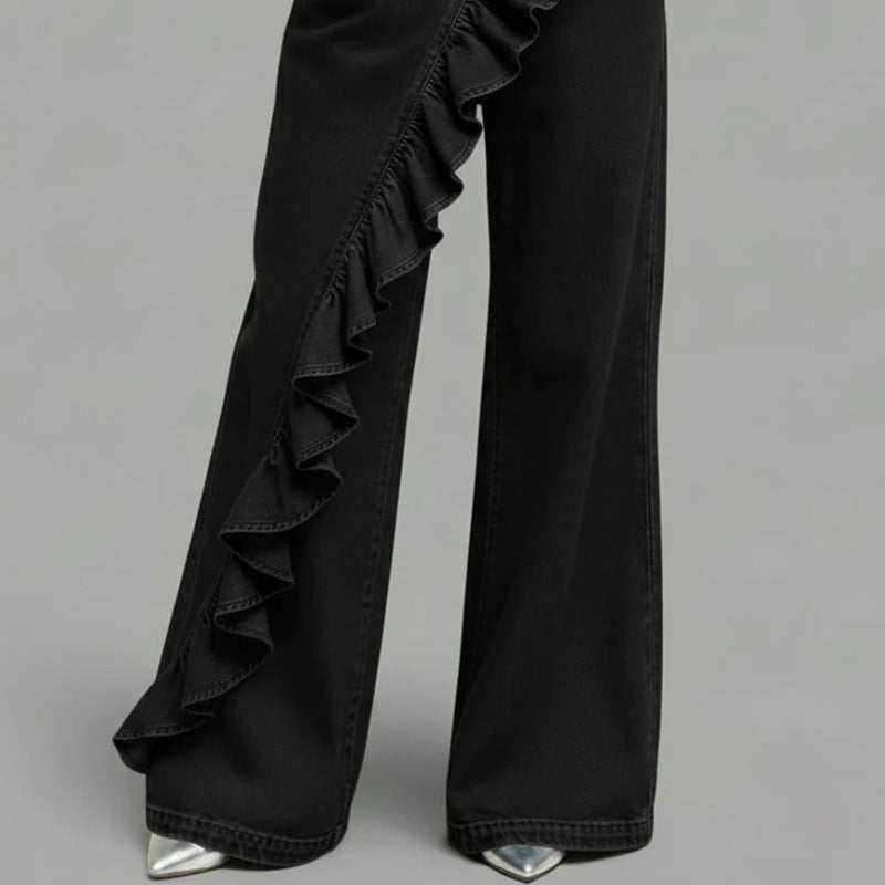 Women's Retro Vintage Loose Fit Denim Jeans - Mid Waist Casual Wide Leg Jeans