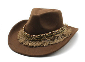 Vintage Ethnic Cowboy Hat – Wide Brim Western Sun Hat