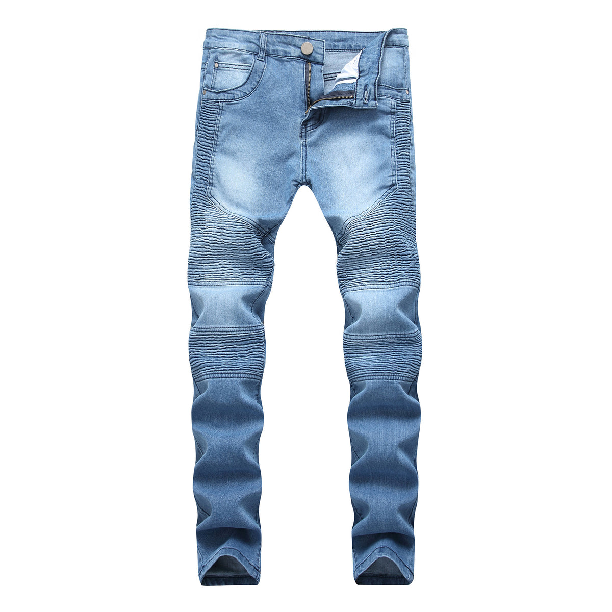 Men's Distressed Slim Fit Jeans - Stretch Ripped Denim Pants