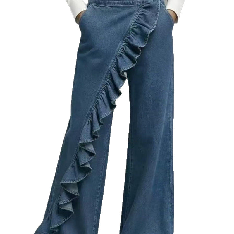 Women's Retro Vintage Loose Fit Denim Jeans - Mid Waist Casual Wide Leg Jeans