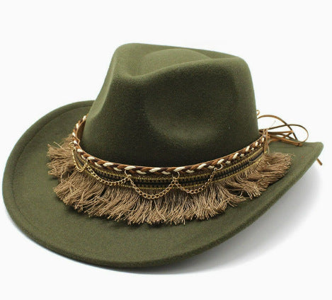 Vintage Ethnic Cowboy Hat – Wide Brim Western Sun Hat