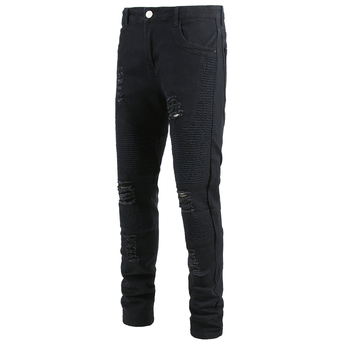 Men's Distressed Slim Fit Jeans - Stretch Ripped Denim Pants