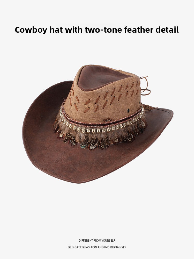 Wide Brim Western Cowboy Hat – Sun Protection Outdoor Hat