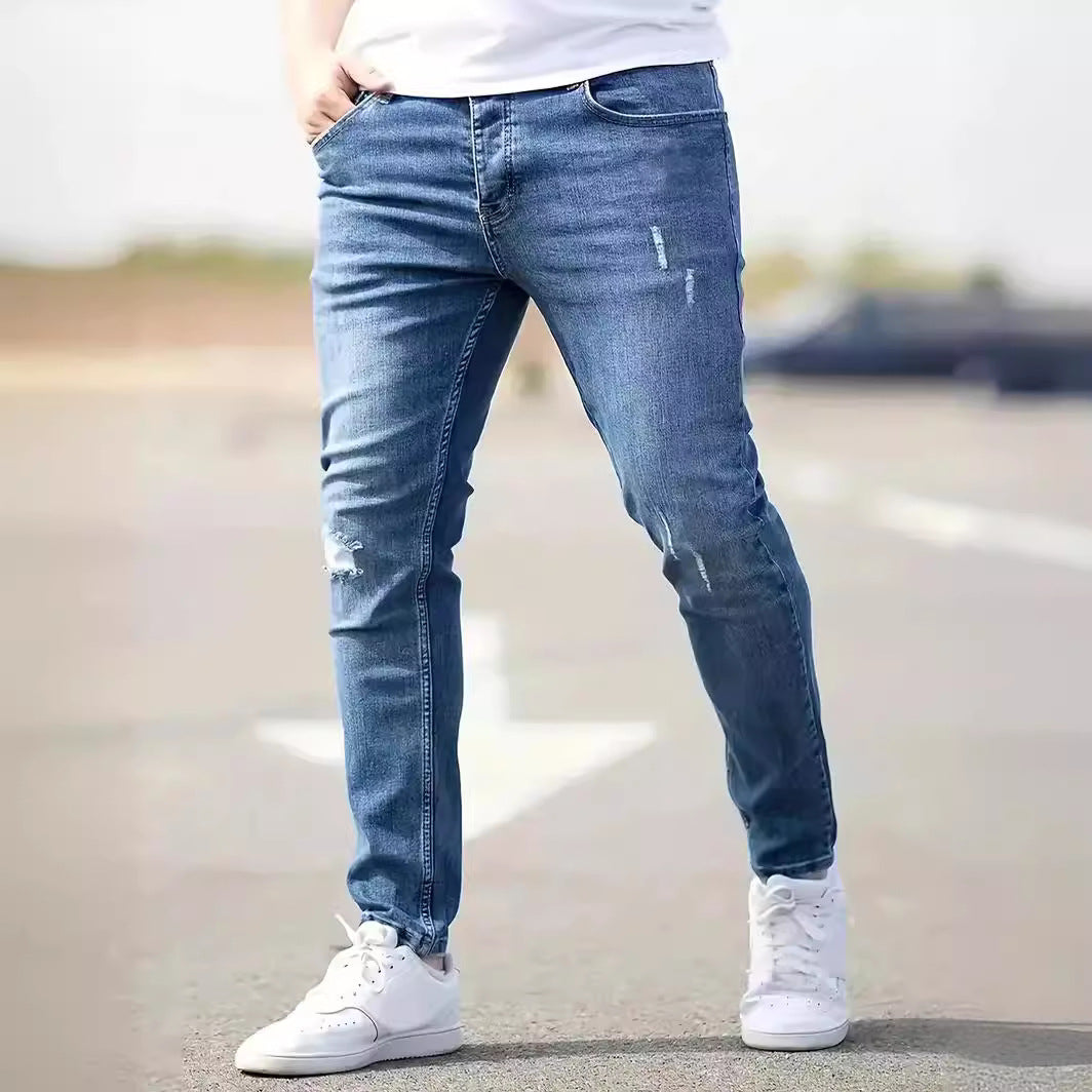 Men's Stretch Slim Fit Jeans - Casual Tapered Denim Pants