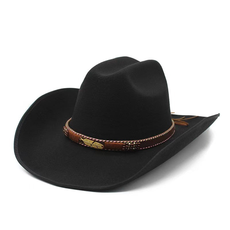 Vintage Ethnic Cowboy Hat – Wide Brim Western Sun Hat