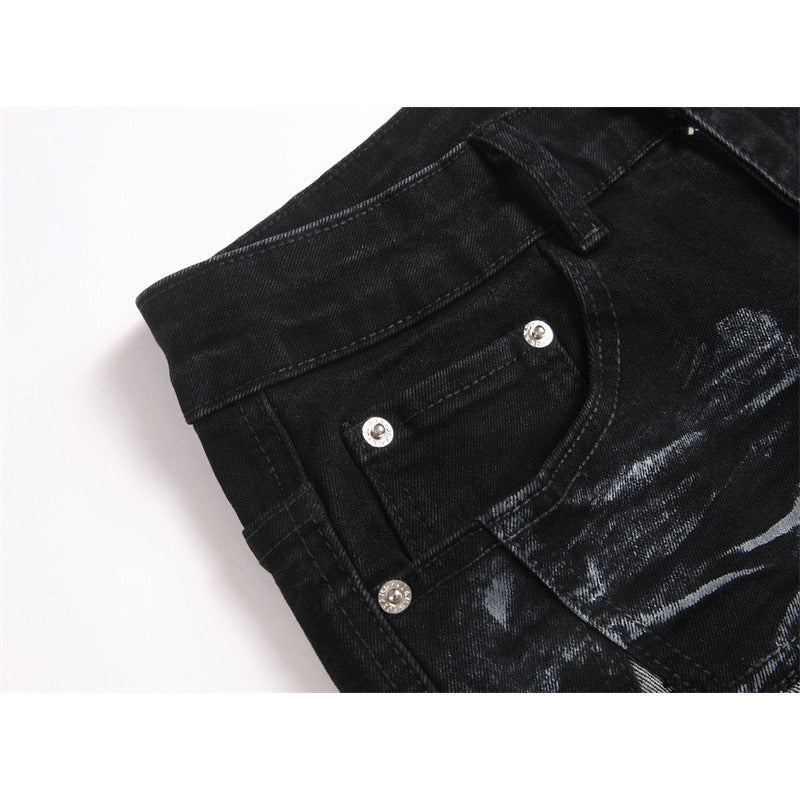 Men's Punk Slim Fit Jeans - Punk Style Slim Fit Stretch Denim Pants