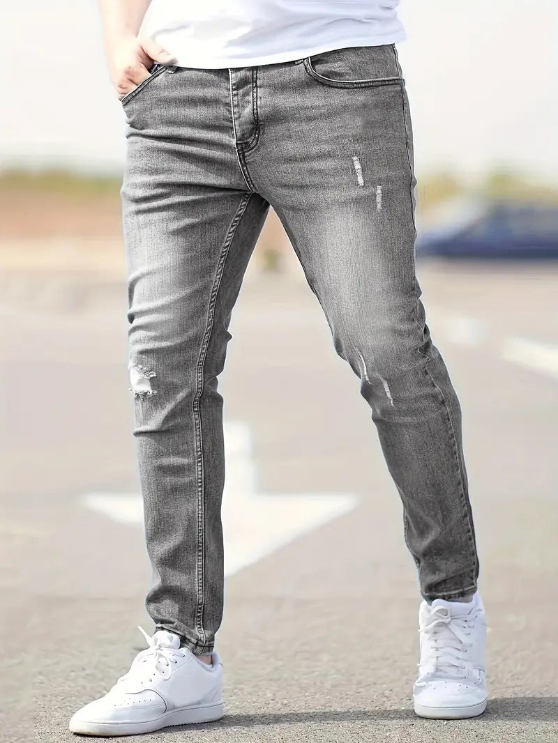 Men's Stretch Slim Fit Jeans - Casual Tapered Denim Pants