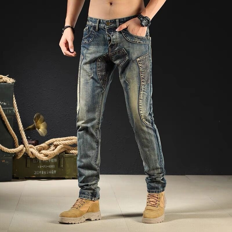 Men's Vintage Straight Leg Jeans - Retro Japanese Loose Fit Denim Pants