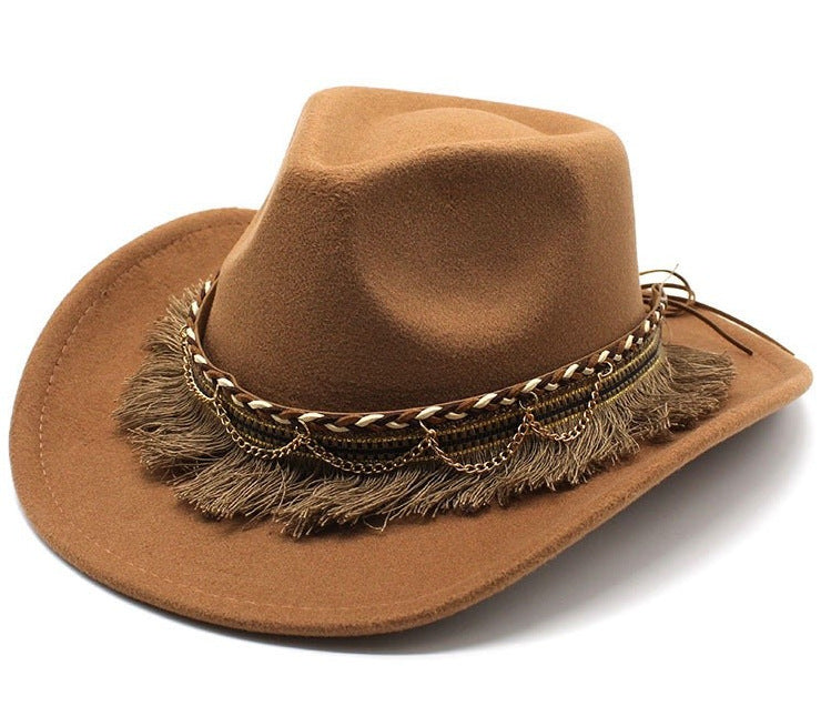 Vintage Ethnic Cowboy Hat – Wide Brim Western Sun Hat
