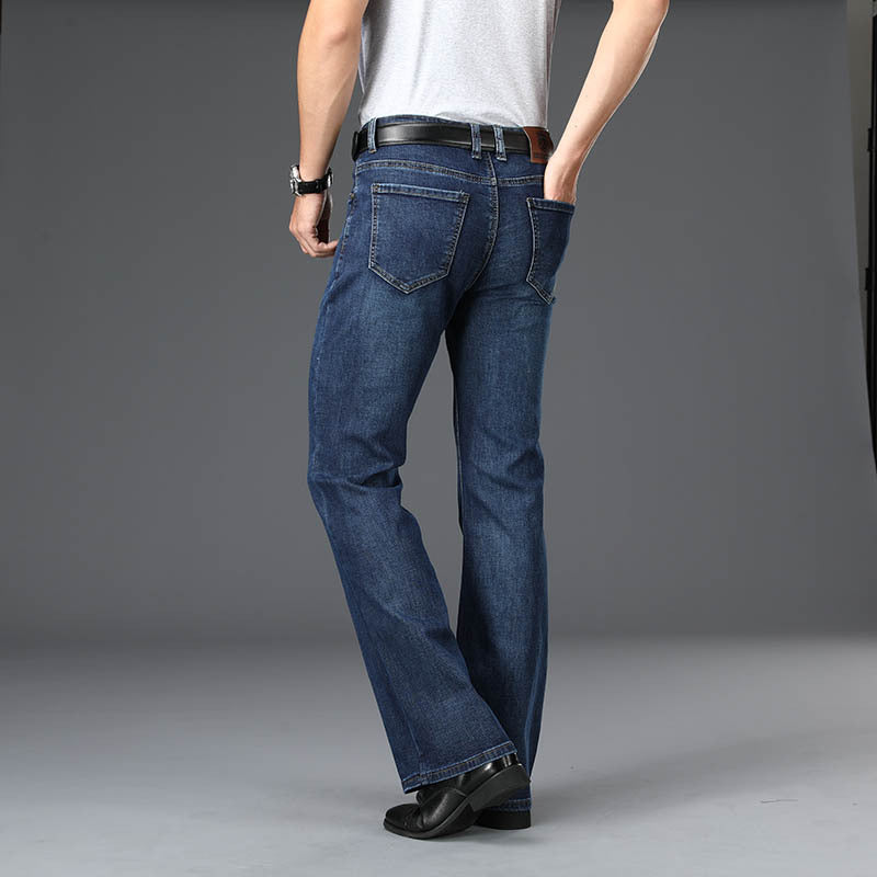 Men's High Waist Flared Jeans - Stretch Wide Leg Denim Bell Bottom Pants