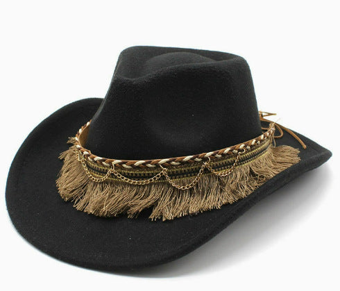 Vintage Ethnic Cowboy Hat – Wide Brim Western Sun Hat
