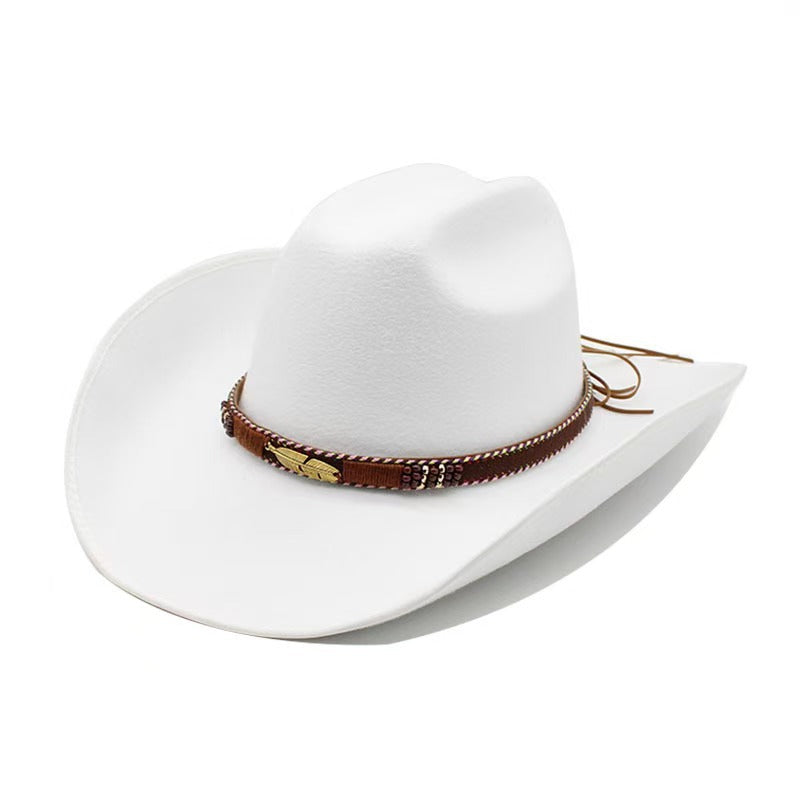 Vintage Ethnic Cowboy Hat – Wide Brim Western Sun Hat