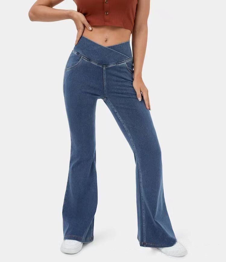 Women's High Waist Flared Jeans - Butt Lifting Stretch Bell Bottom Denim Pants
