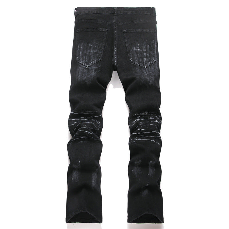 Men's Punk Slim Fit Jeans - Punk Style Slim Fit Stretch Denim Pants