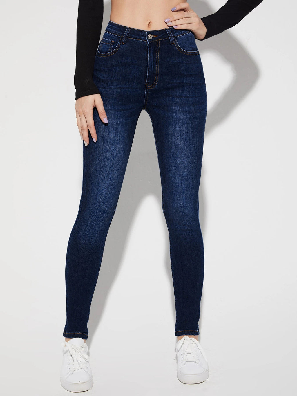 Women's High Waist Skinny Jeans - Stretch Slim Fit Denim Pants