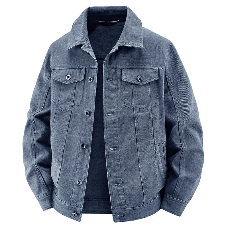 Men's 100% Cotton Casual Jacket - Lightweight Button-Up Utility Jacket