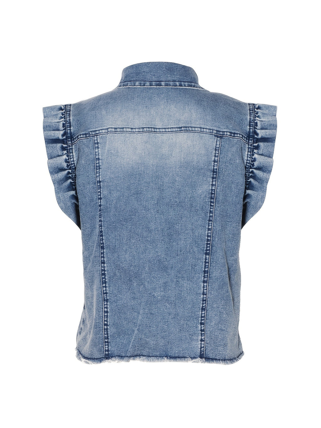 Women's Denim Vest - Casual Button Front Sleeveless Jean Jacket