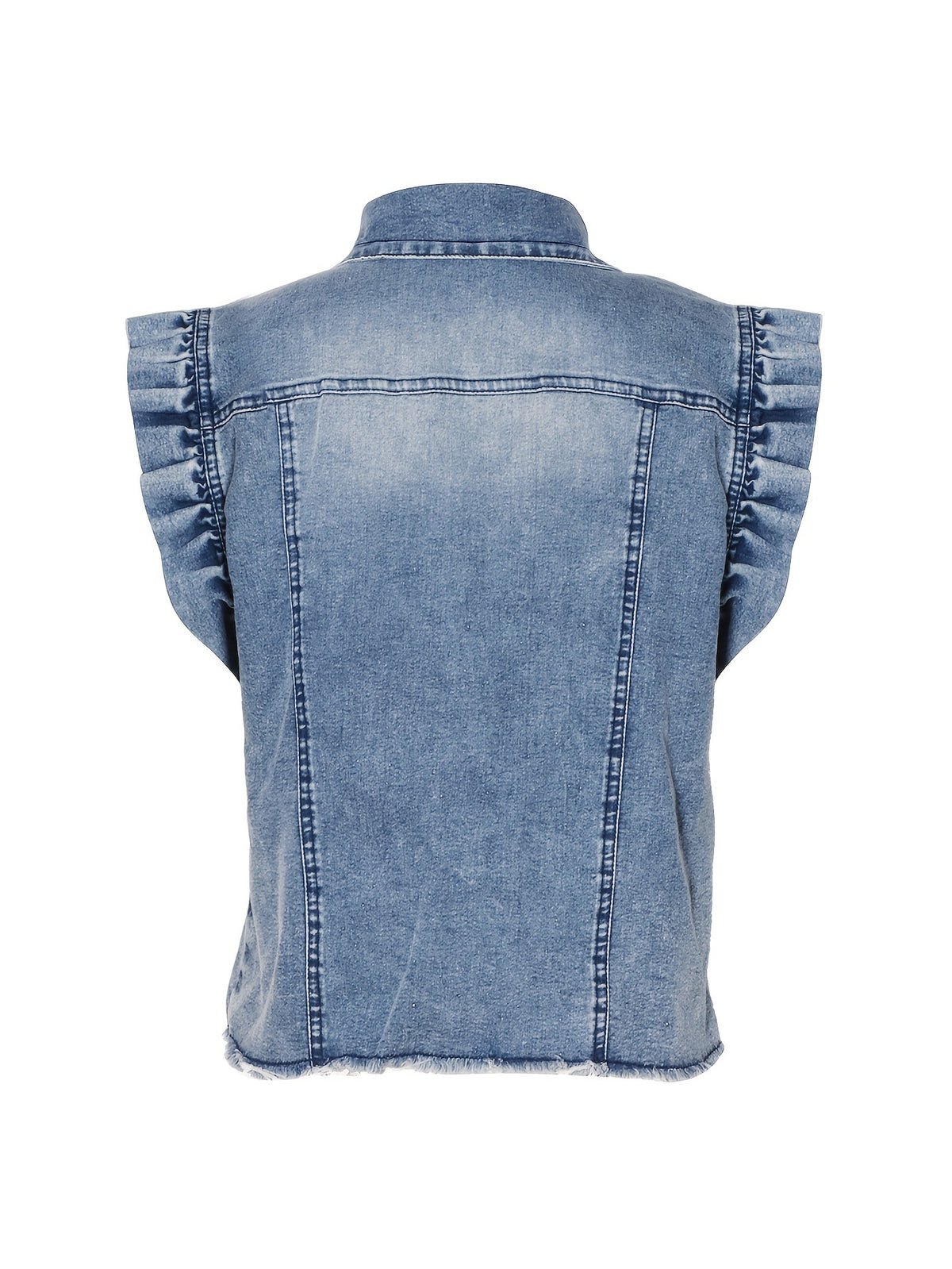 Women's Denim Vest - Casual Button Front Sleeveless Jean Jacket