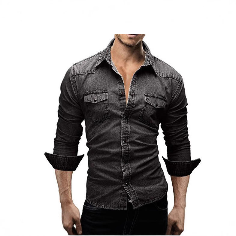 Men's Classic Denim Jacket - Casual Jacket with Lapel Collar
