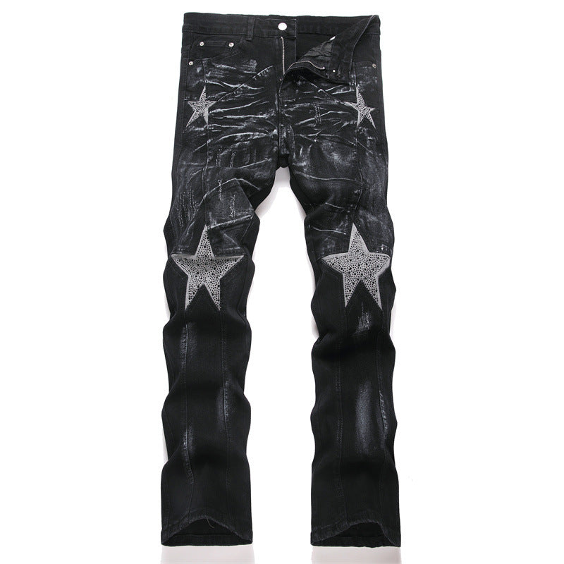Men's Punk Slim Fit Jeans - Punk Style Slim Fit Stretch Denim Pants