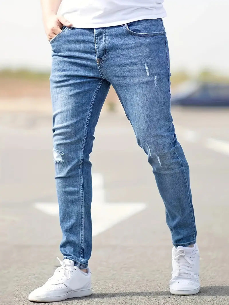Men's Stretch Slim Fit Jeans - Casual Tapered Denim Pants