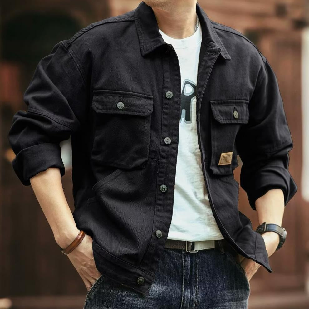 Men's Vintage Washed Denim Jacket - Casual Thick Fleece-Lined Trucker Jacket
