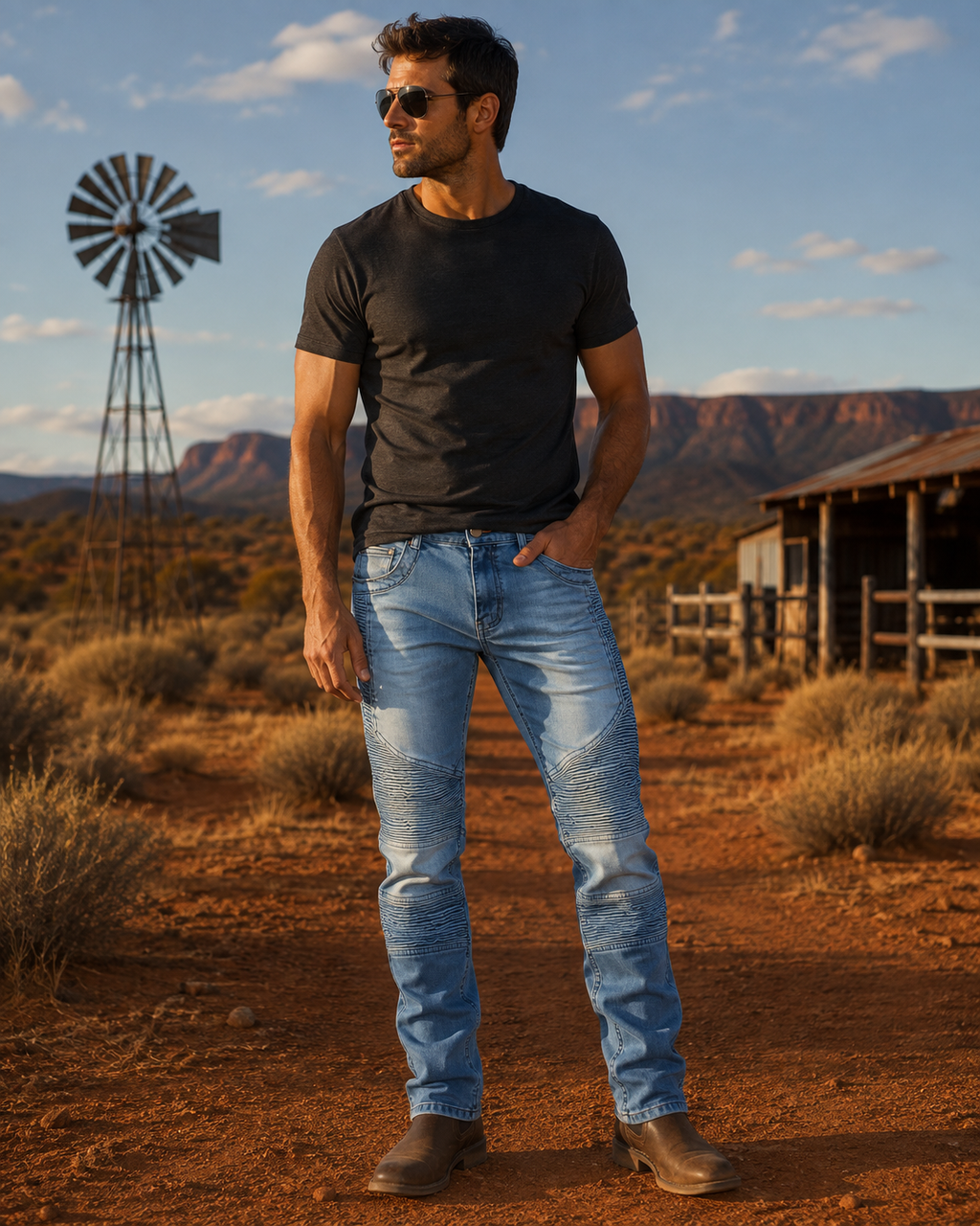 Men's Distressed Slim Fit Jeans - Stretch Ripped Denim Pants