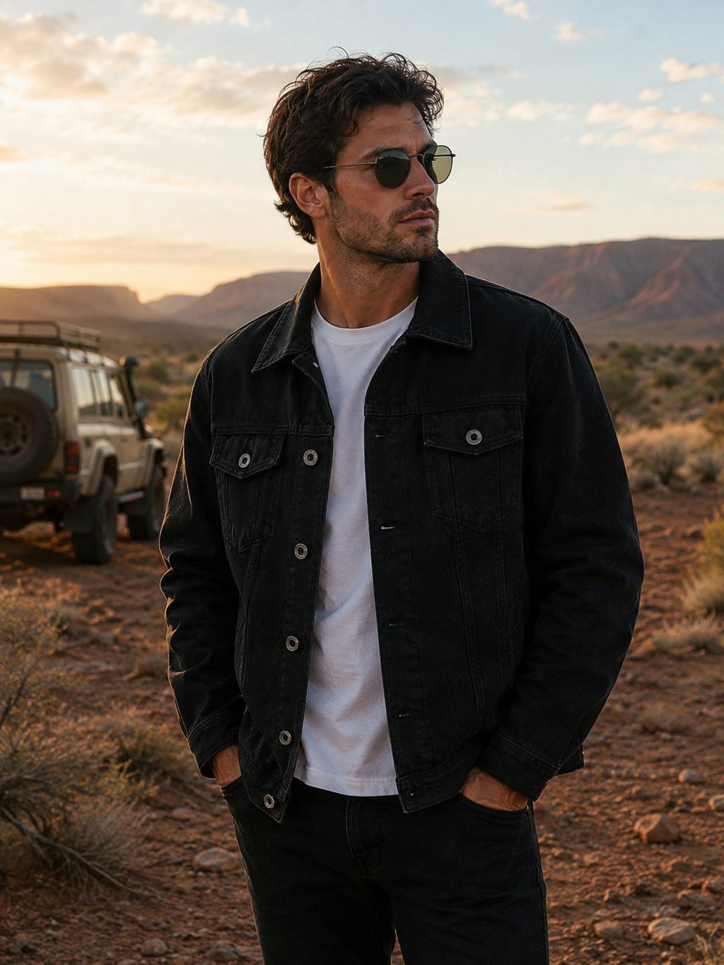 Men's 100% Cotton Casual Jacket - Lightweight Button-Up Utility Jacket
