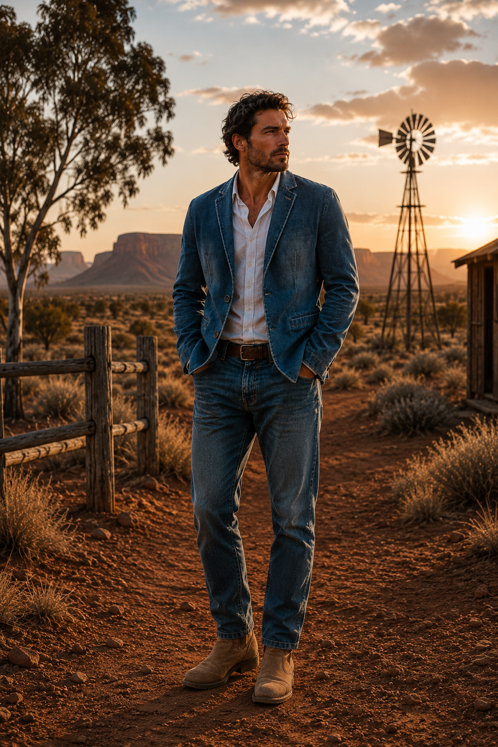 Men's Casual Denim Blazer - Loose Fit Button-Up Denim Jacket