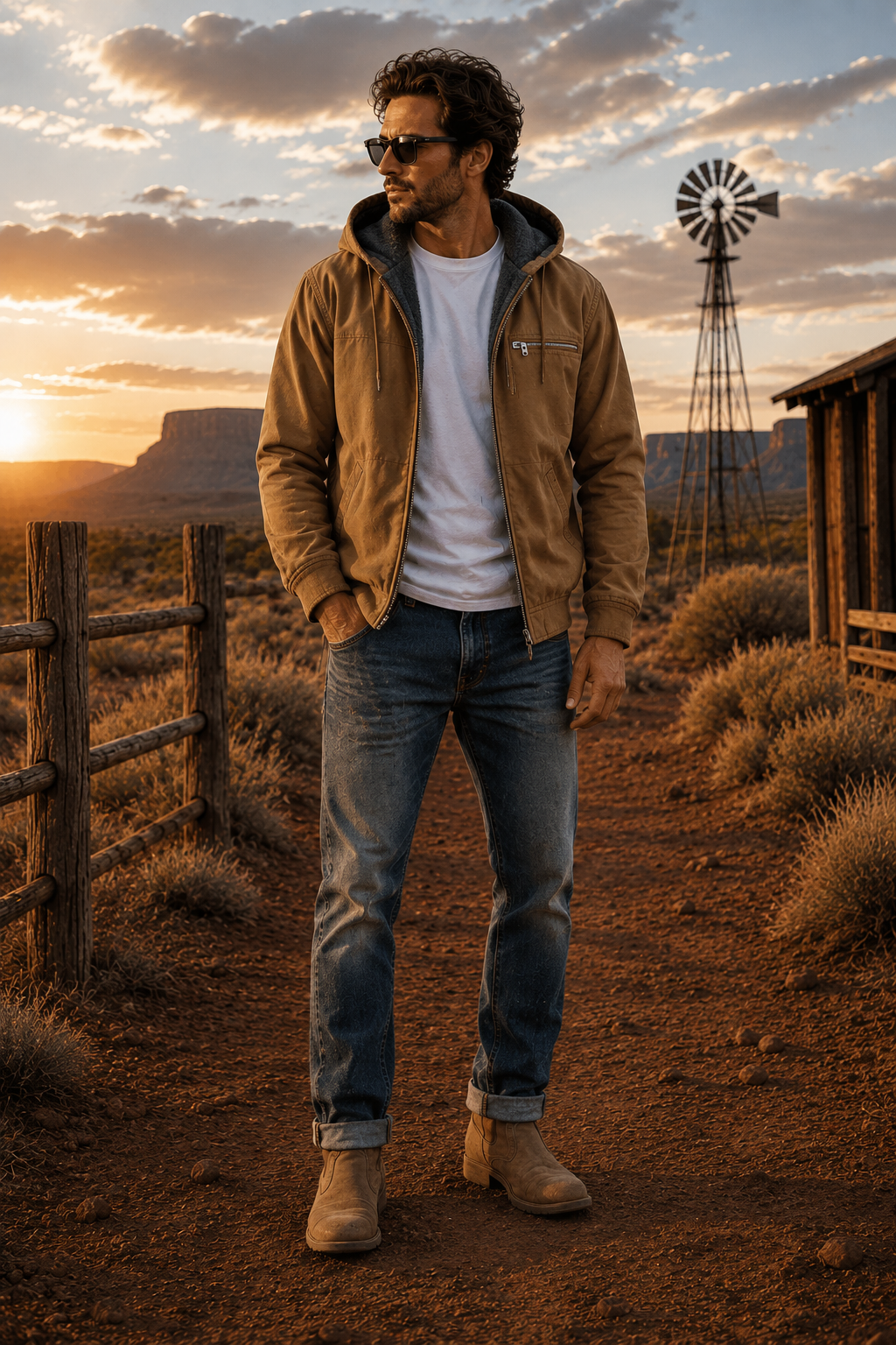 Men's Hooded Fleece Jacket - Casual Zip-Up Winter Hoodie Coat