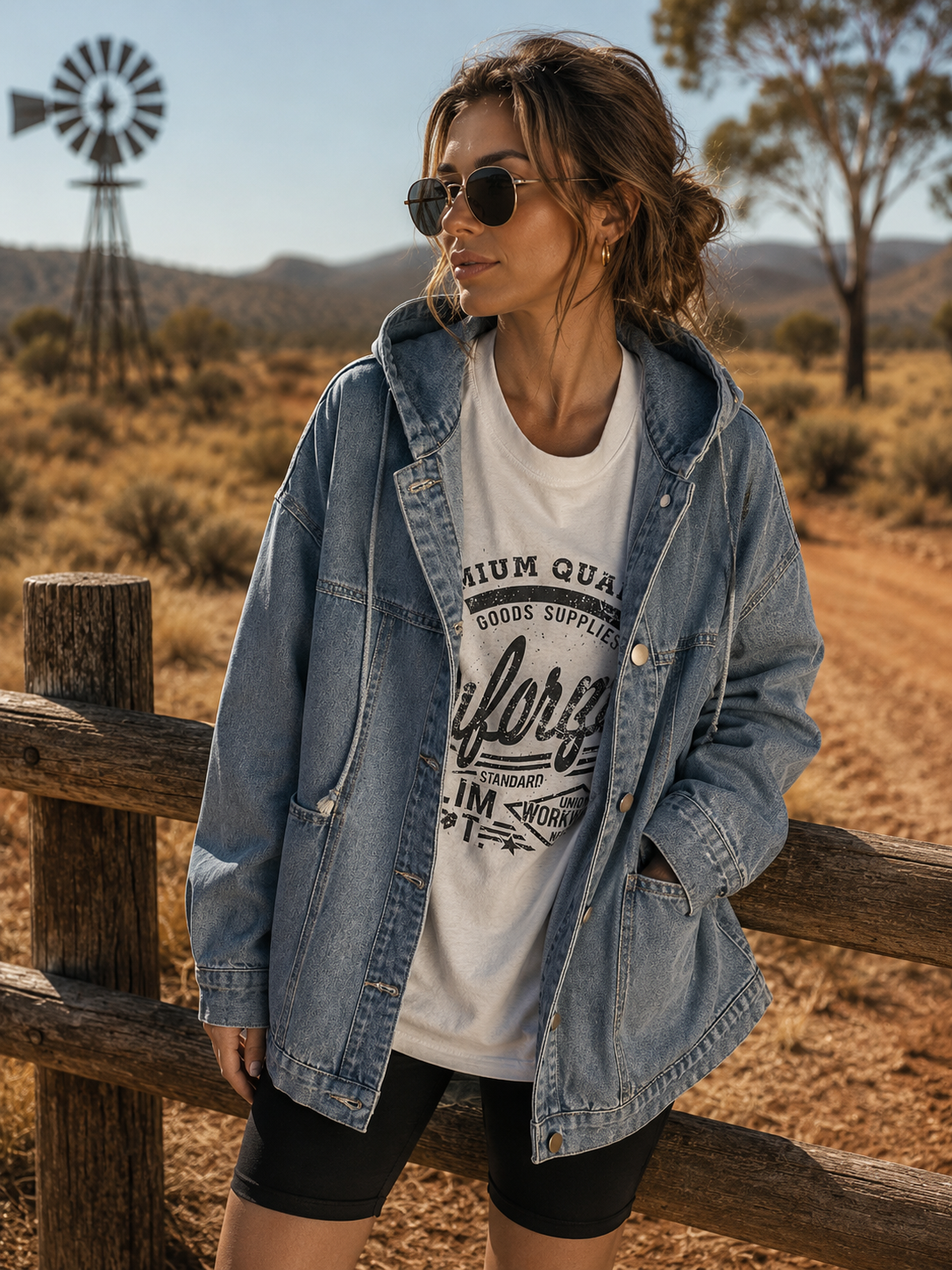 Women's Retro Hooded Denim Jacket - Casual Thick Denim Coat